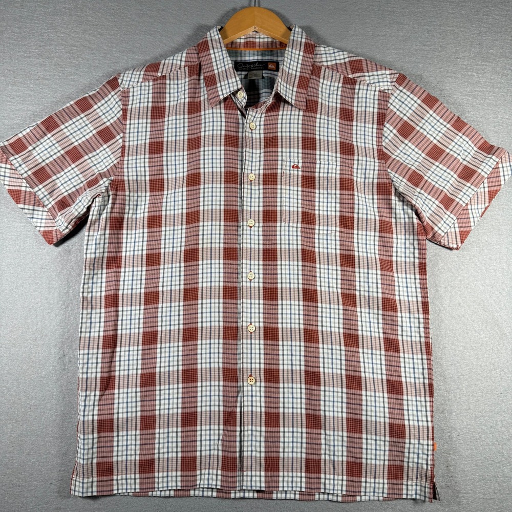 Quiksilver Waterman Collection Mens‎ Red Plaid Short Sleeve Shirt AQMWT00125 M